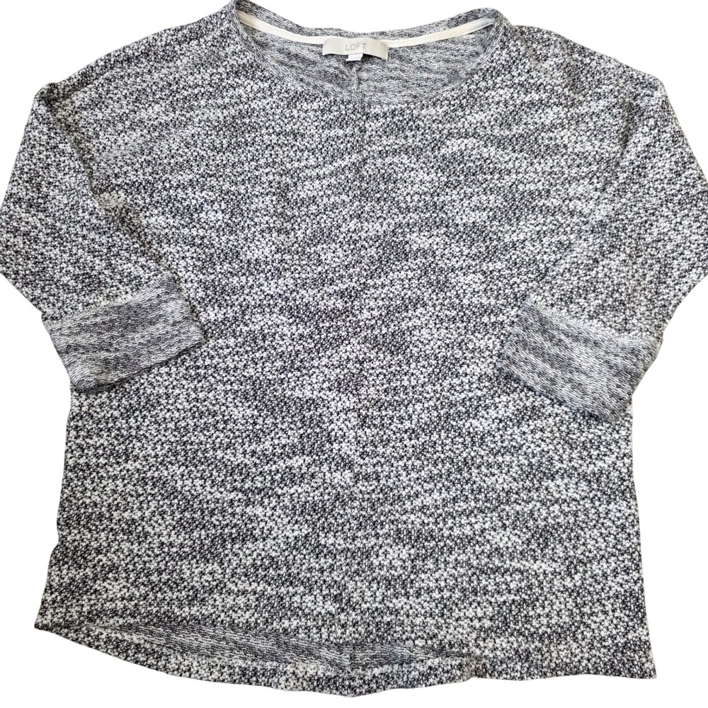 LOFT Marled Knit Pullover Sweater 3/4 Sleeve Crew Neck Women's Size M